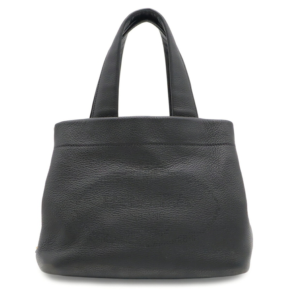PRADA Perforated Tote Bag Handbag Leather NERO Black 1BG390